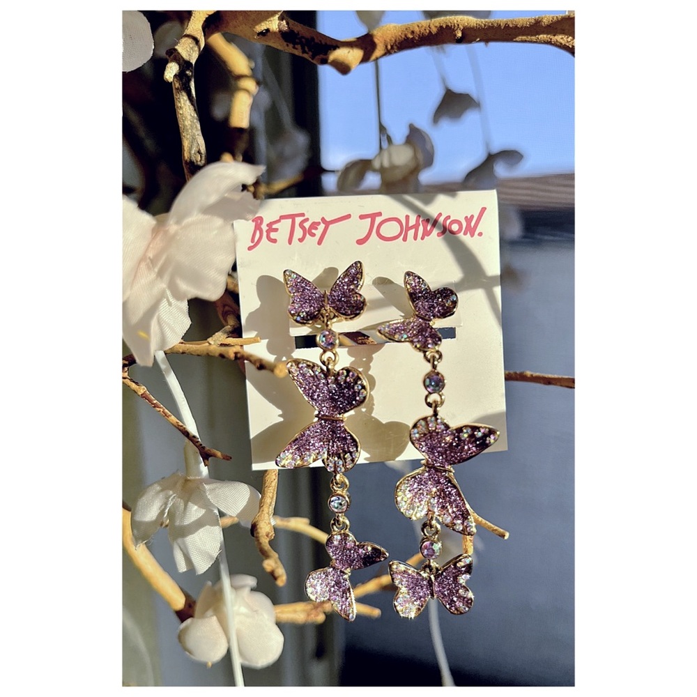 BETSEY JOHNSON glittery butterfly earrings!